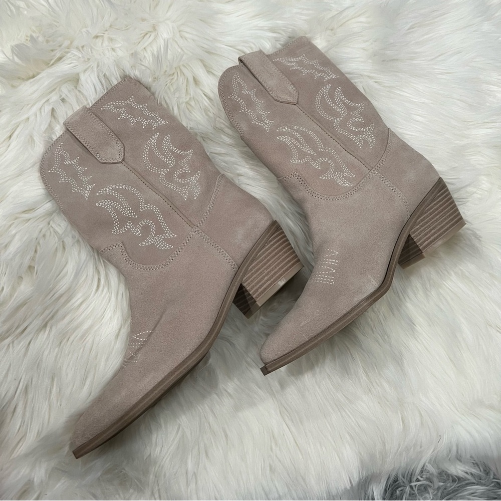 Nine West Grey Taupe western cowboy Heeled Boots - Picture 2 of 10